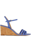 Ferragamo Fieri Leather Wedge Sandal In Blue