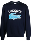 Lacoste Men's Crocodile Crewneck Sweatshirt In Navy