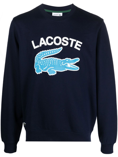 Lacoste Men's Crocodile Crewneck Sweatshirt In Blue