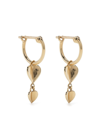 Dinny Hall 10ct Gold Bijou Folded Heart Drop Hoop Earrings In Gold
