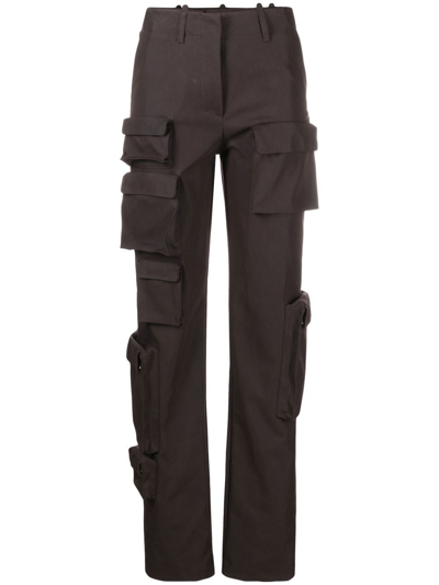 Off-white High-waisted Cargo Trousers In Grey