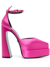 Versace Pink Canvas Medusa Aevitas Pumps In Pink
