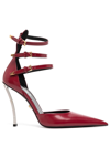 Versace 120mm Pointed-toe Leather Sandals In Red