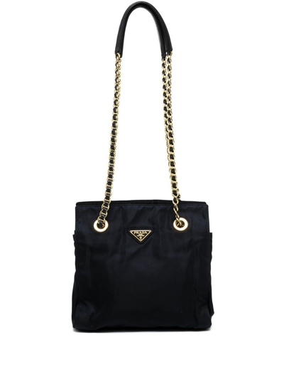 Pre-owned Prada 1990-2000s Triangle-logo Shoulder Bag In Black
