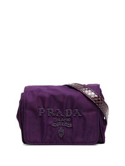 Pre-owned Prada 1990-2000s Beaded Logo Belt Bag In Purple