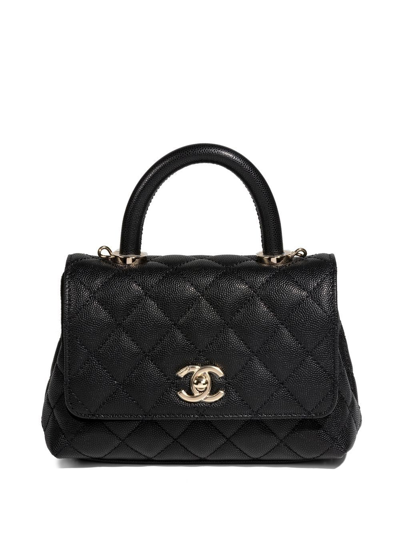 Pre-owned Chanel Diamond-quilted Tote Bag In Black