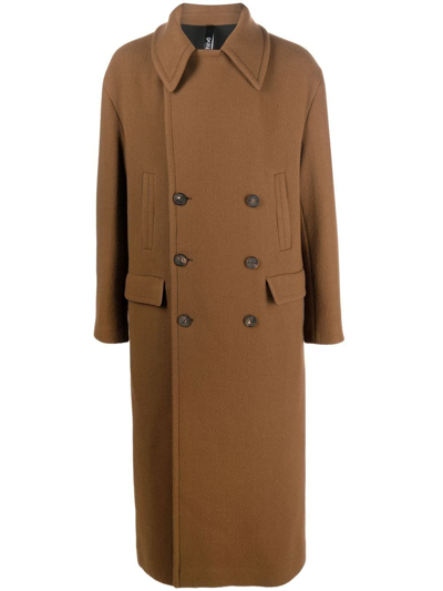 Hevo Aragone Double-breasted Coat In Brown
