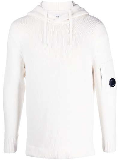C.p. Company Fine-knit Hoodie In White