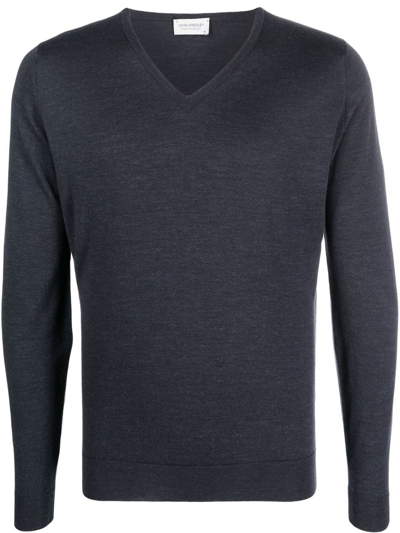 John Smedley V-neck Long-sleeved Jumper In Grey