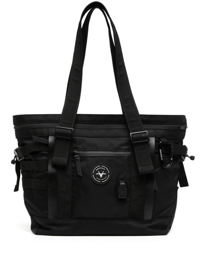 Makavelic Logo-patch Strap-detail Tote Bag In Black