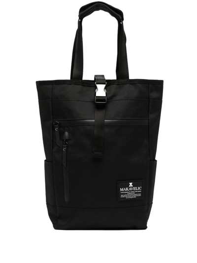 Makavelic Logo-patch Buckle Tote Bag In Black