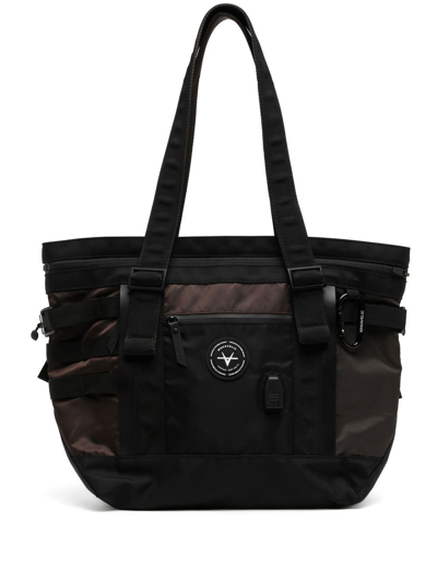 Makavelic Contrasting-panel Strap-detail Tote Bag In Black