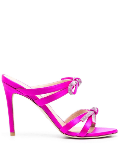 Stuart Weitzman 100mm Bow-detail Sandals In Flamingo