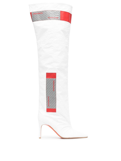 Heron Preston Crinkled 90mm Knee-high Boots In White