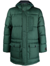 Ps By Paul Smith Quilted Hooded Padded Coat In Green