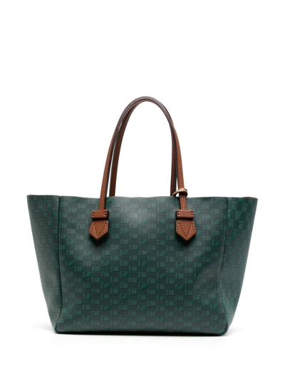 Moreau Vincennes Checked Leather Tote Bag In Green