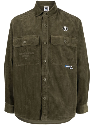 Aape By A Bathing Ape Logo-embroidered Shirt Jacket In Green