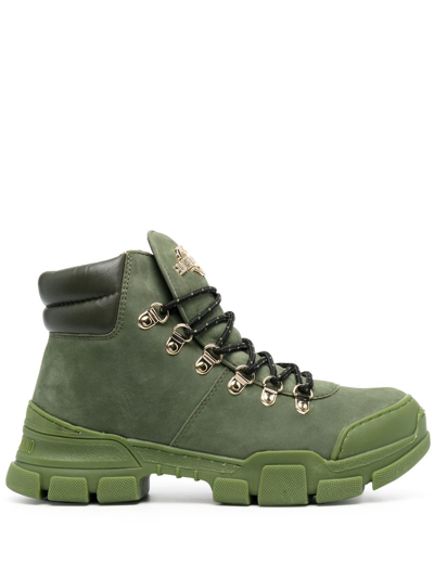Love Moschino Lace-up Ankle Boots In Green