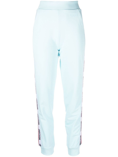 Moschino Side Logo-print Detail Trousers In Blue
