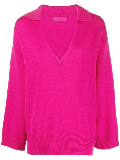 Valentino Vgold-detail Cashmere Jumper In Pink