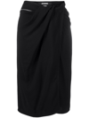 Jacquemus Wrap Effect Side Slit Midi Skirt In Black