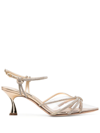 Casadei Crystal Strappy-design Sandals In Gold