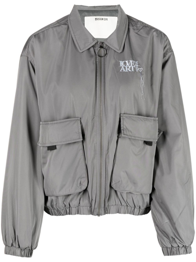 Musium Div. Embroidered-logo Workwear Jacket In Grey