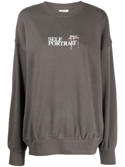 Musium Div. Embroidered Slogan-print Sweatshirt In Grey