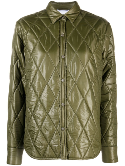 Aspesi Quilted Button-up Jacket In Green