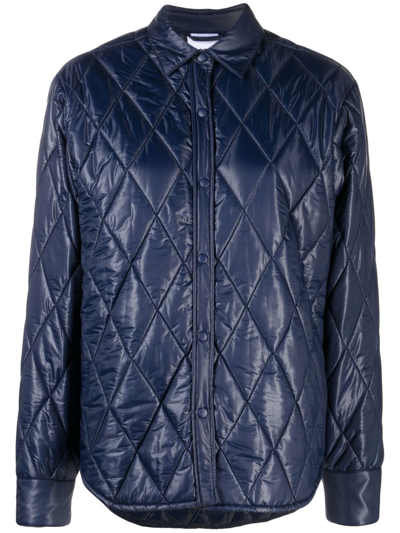 Aspesi Quilted Button-up Jacket In Blu Blue