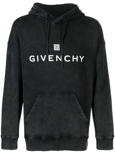 Givenchy Logo-print Relaxed-fit Cotton-jersey Hoody In Grey