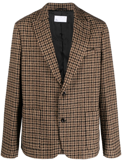 4sdesigns Checked Single-breasted Blazer In Brown