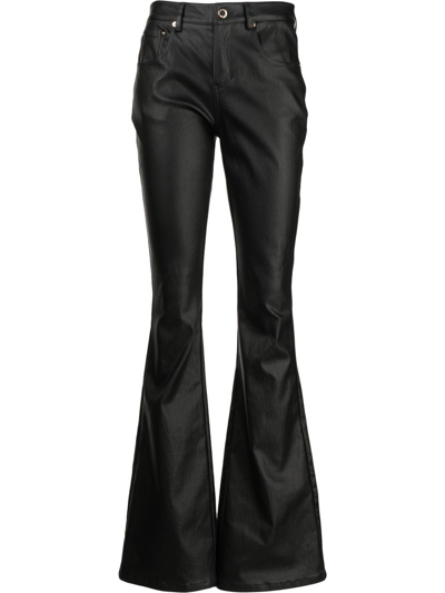 Retroféte Laurel Coated Flared Trousers In Coated Black