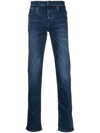 HUGO BOSS MID-WASH LOGO-PATCH JEANS