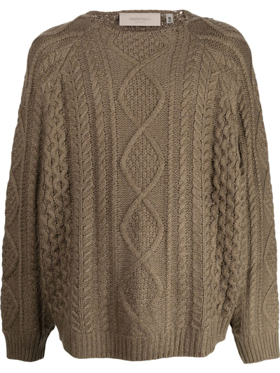 Essentials Crew-neck Cable-knit Jumper In Green