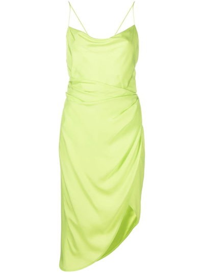 Gauge81 Shiroi Green Ruched Silk Midi Dress