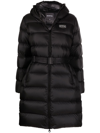 Duvetica Belted Padded Jacket In Black