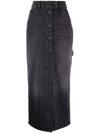 Courrèges Button-front Pencil Skirt In Grey