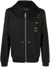 JOHN RICHMOND EYELET-EMBELLISHED ZIPPED HOODIE