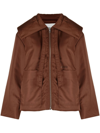 Ganni Brown Big Collar Jacket In Brown