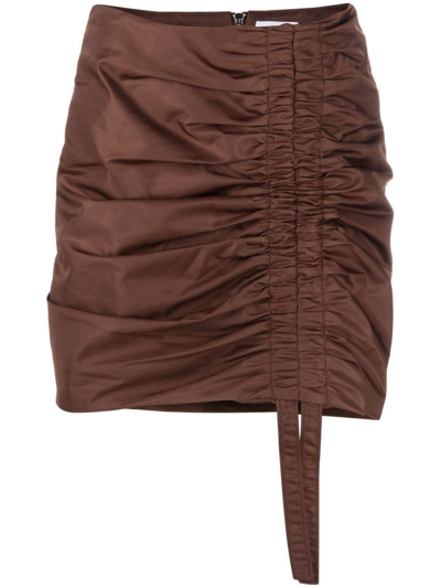 Ganni Nylon Mini Skirt In Brown