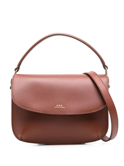 Apc Sarah Leather Shoulder Bag In Brown