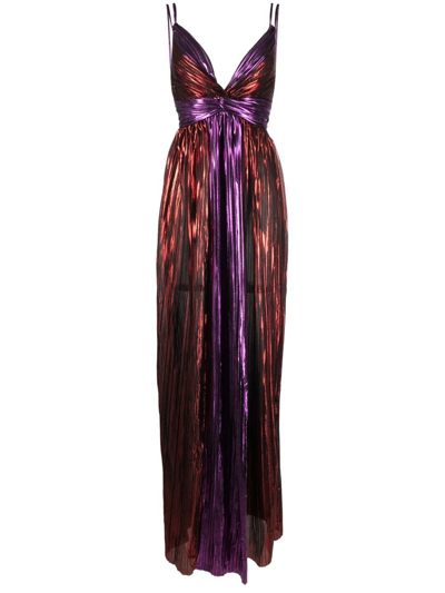 Sabina Musayev Pleated Maxi Dress In Red Purple | ModeSens