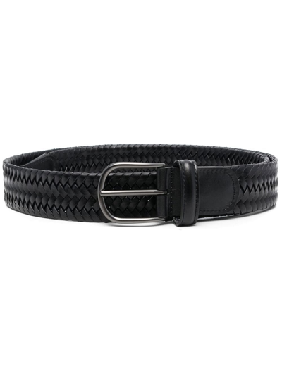 Anderson's Woven Leather Belt In Black