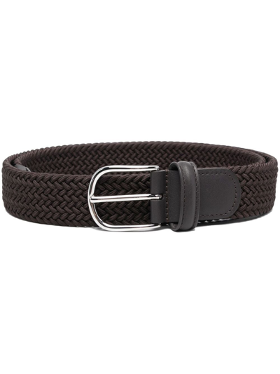 Anderson's Woven Leather Belt In Brown