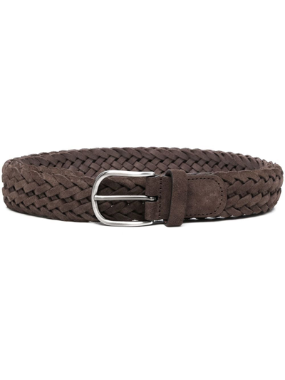 Anderson's 3.5cm Woven Suede Belt In Brown