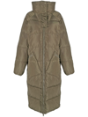 Ganni Padded Recycled-polyester And Recycled-polyamide-blend Coat In Green