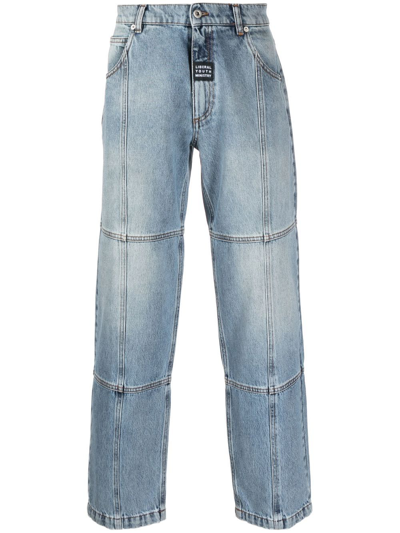Liberal Youth Ministry Panelled Denim Straight-leg Jeans In Blue