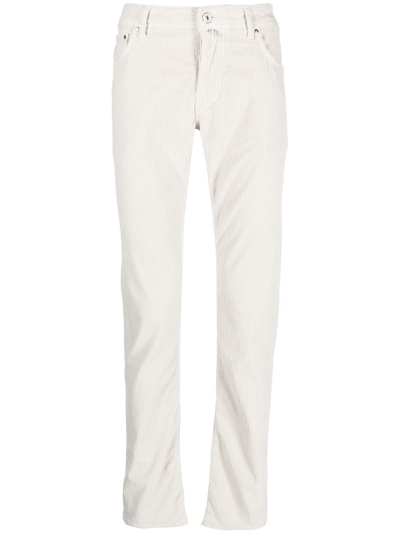 Jacob Cohen Slim-cut Cotton-blend Trousers In White