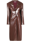 ALESSANDRO VIGILANTE FAUX-LEATHER FITTTED TRENCH COAT